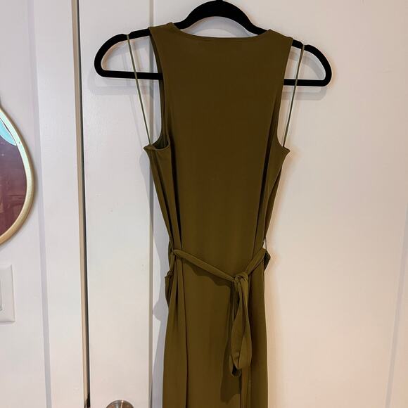 Proenza Schouler White Label Olive Green Belted Sleeveless Midi Jersey Dress XS - Picture 3 of 11